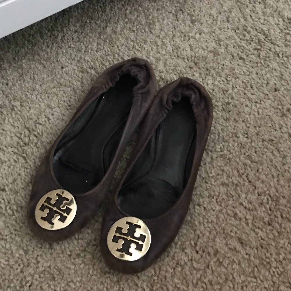Brown Tory Burch Reva Flats